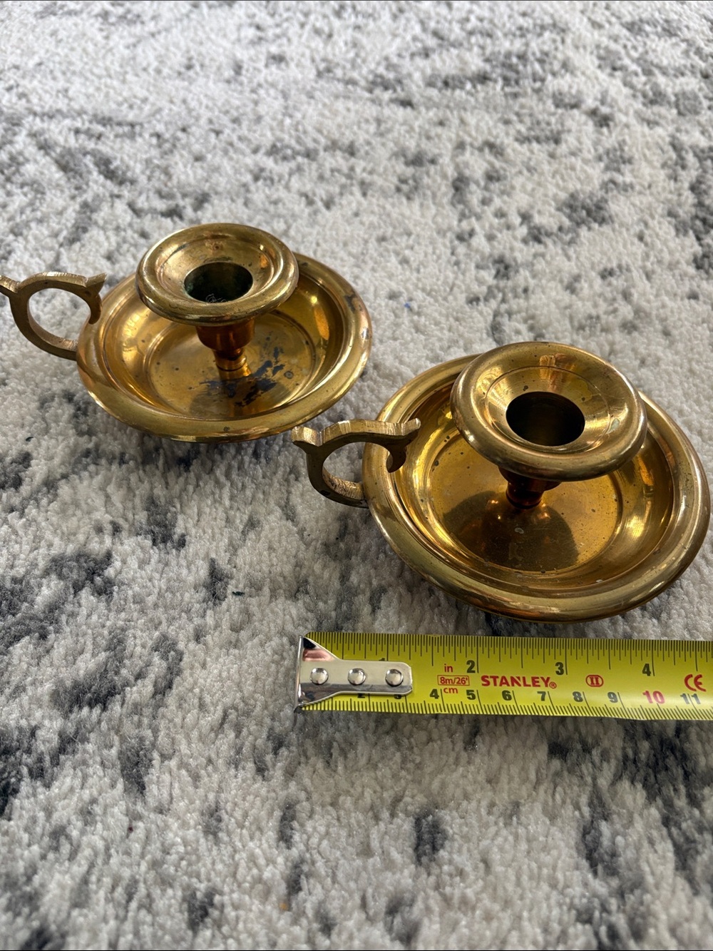Vintage Brass Chamberstick Candle Holders - Set of 2